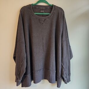 American Eagle Big Hug Crew Neck Waffle Sweatshirt